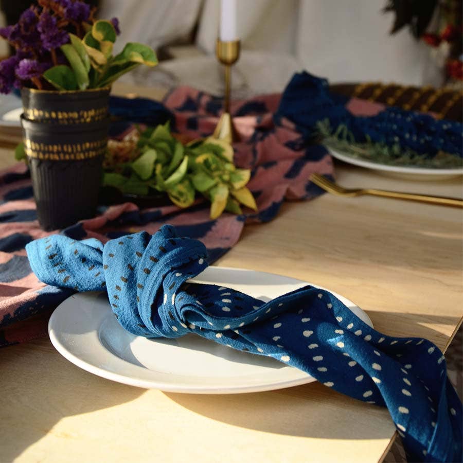 Organic Block-Print Napkin Set | Dash